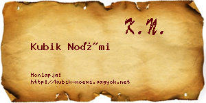 Kubik Noémi névjegykártya